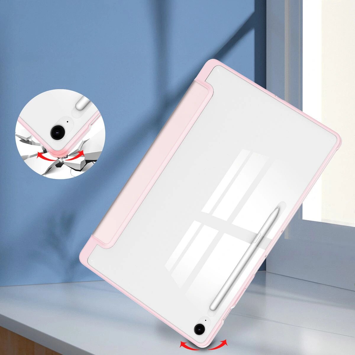 Husa tableta Bizon Case Tab Clear Matt pentru Samsung Galaxy Tab S10 FE Plus, roz