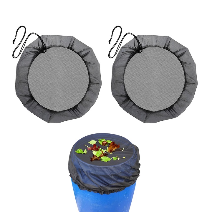 Set 2 huse de protectie pentru butoaie de apa pluviala, TREXORA, poliester, 100cm, negru