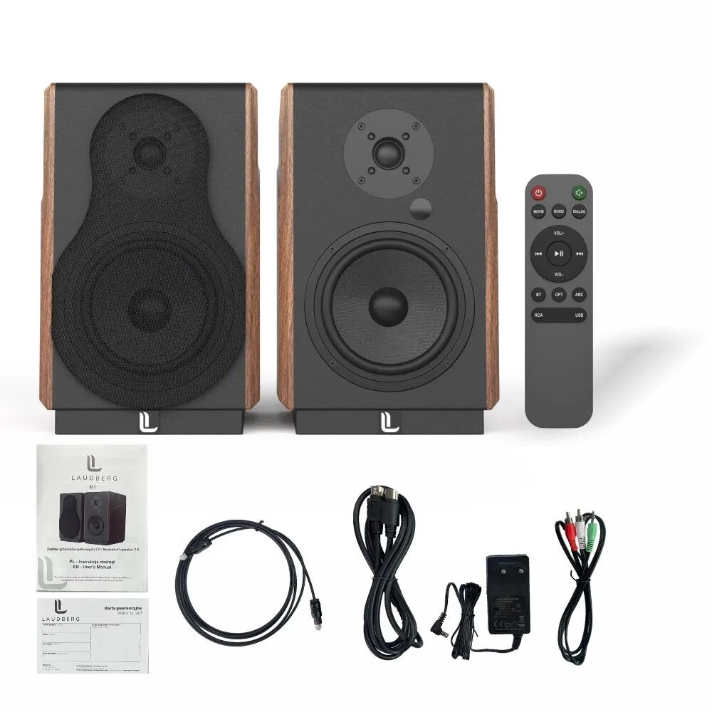 Boxe, Laudberg M1 2.0 pentru televizor, 120W, HDMI, negru/maro