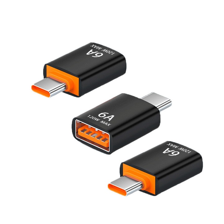 Комплект от 3 адаптера, GoldRays, USB 3.1 към Type-C, 6A, 5Gbps, черен