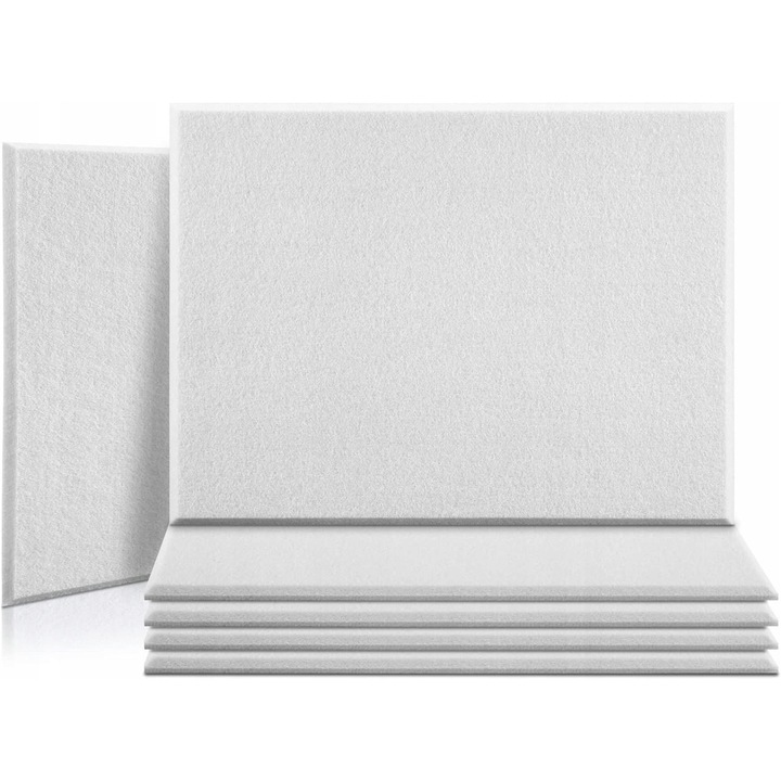 Panouri acustice mari Luka, set 6 bucati, 30x40x1cm, albe, izolatie si absorbtie