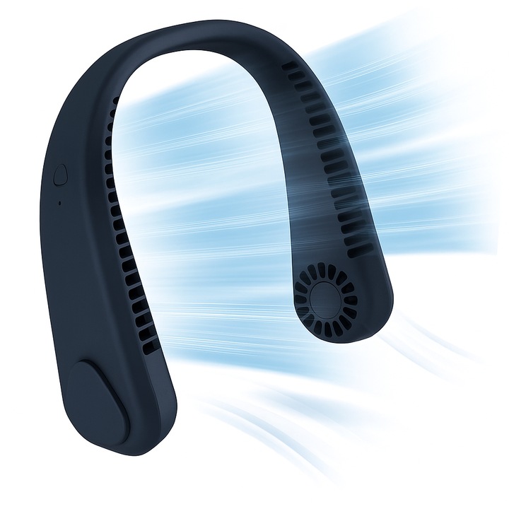 Преносим вентилатор за врата, Zola, безжичен, гъвкав, 3 скорости, презареждащ се, 20.35 X 18.45 x 5.73 см, син