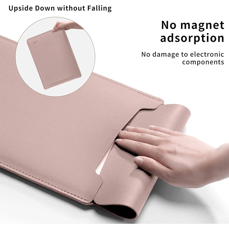 Husa pentru MacBook Pro/Air sau Laptop 13 Sleeve, roz, piele ecologica premium cu functie mouse pad