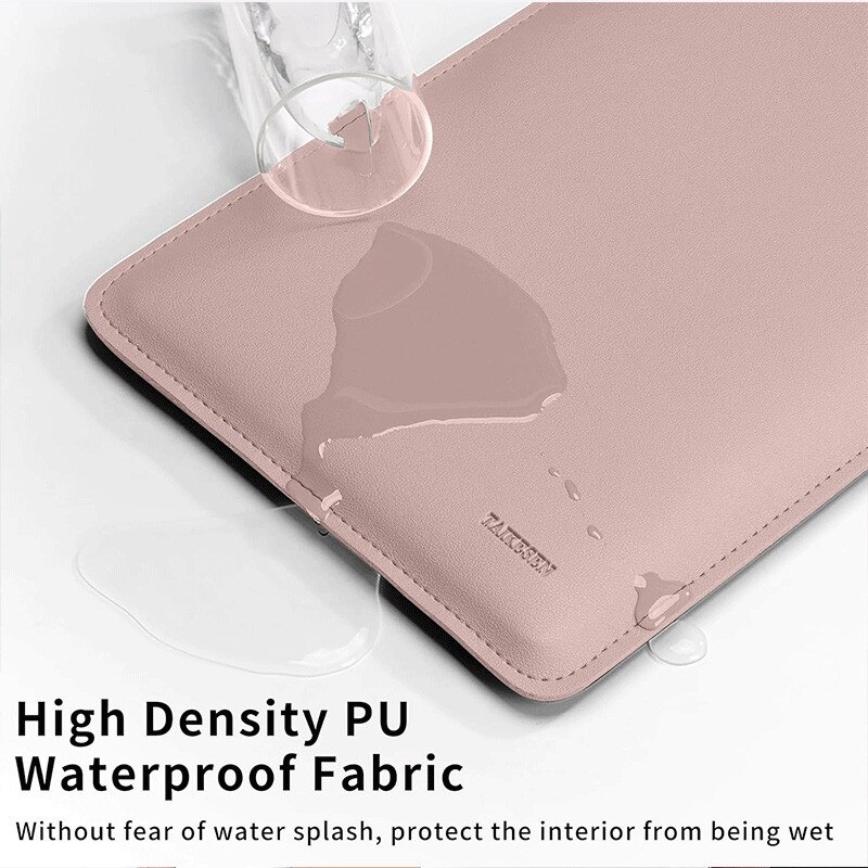 Husa pentru MacBook Pro/Air sau Laptop 13 Sleeve, roz, piele ecologica premium cu functie mouse pad