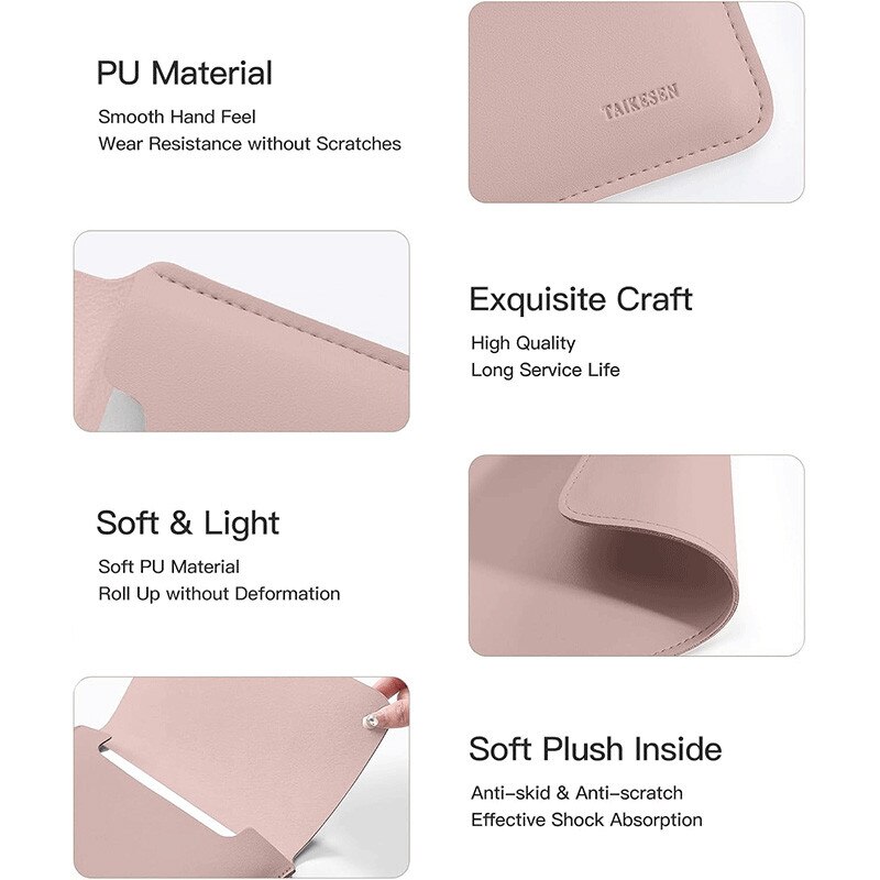 Husa pentru MacBook Pro/Air sau Laptop 13 Sleeve, roz, piele ecologica premium cu functie mouse pad