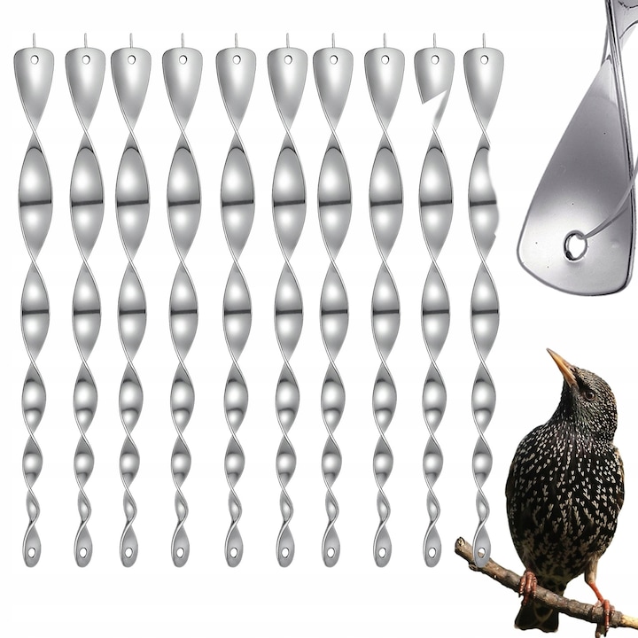 Set 10 spirale, PrzydaSie, 50cm, Argintiu, Decorativ si eficient impotriva pasarilor