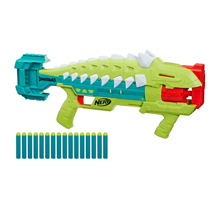 Nerf Dinosquad Armostrike пистолет, 16 стрелички, многоцветен, 8+
