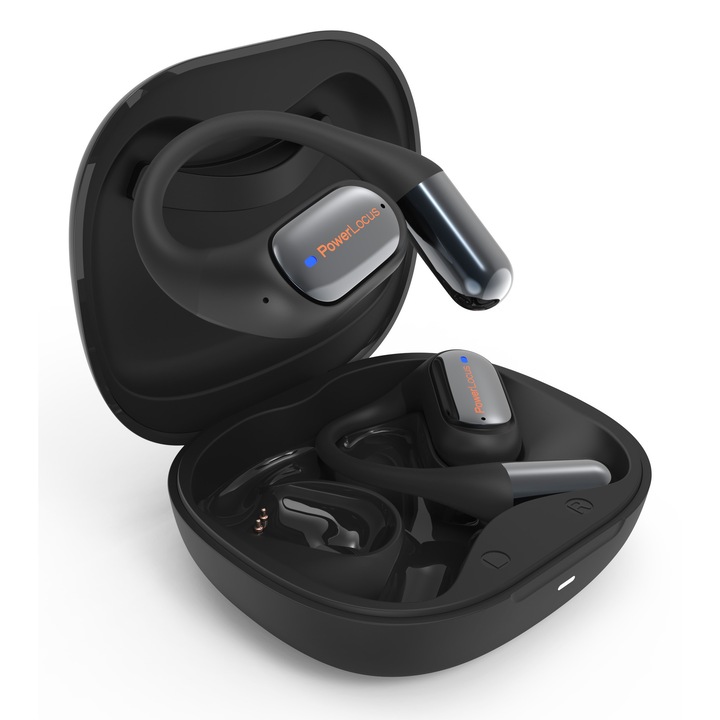 PowerLocus, Momo Безжични Детски Слушалки, Open-Ear, 85dB Безопасен Звук, Bluetooth 5.3, Микрофон, Черни