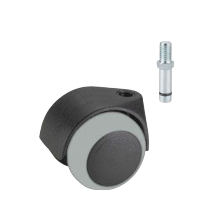 Bútorkerék, Dörner + Helmer, D50mm, TPE, 40 kg, csap M8x15mm