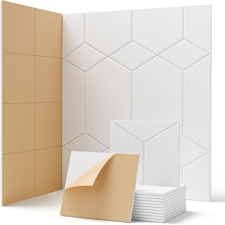 Акустични панели Luka 12x30x30x0.9 см бели декоративни стикери