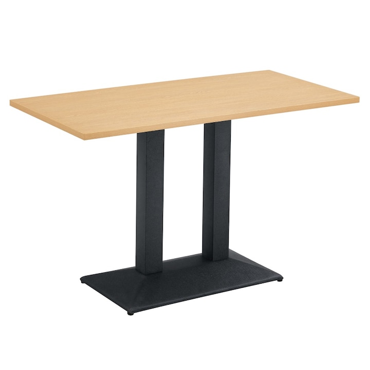 Маса за хранене бистро DacEnergy©, метална основа с черно покритие, ламиниран плот от ПДЧ, 120 x 60 x 75 см, дъб