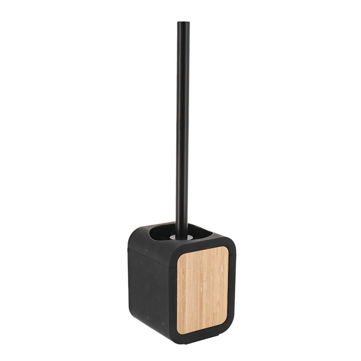 Perie De Toaleta, Tendance, Material: Bambus, Lemn De Cauciuc, Culoare: Negru, Finisaj: Mat, Forma: Patrata, 38, 6 x 10, 2 x 9, 9 cm, Negru