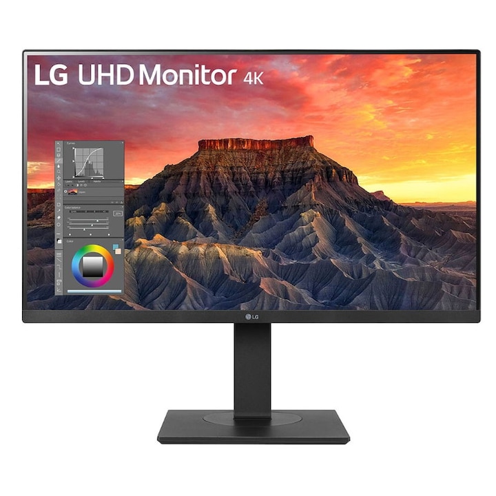 LG 27" 27BQ65UB-B IPS LED monitor, UHD 3840 x 2160, HDMI, DisplayPort, hangszórók, Pivot, 5 ms fekete