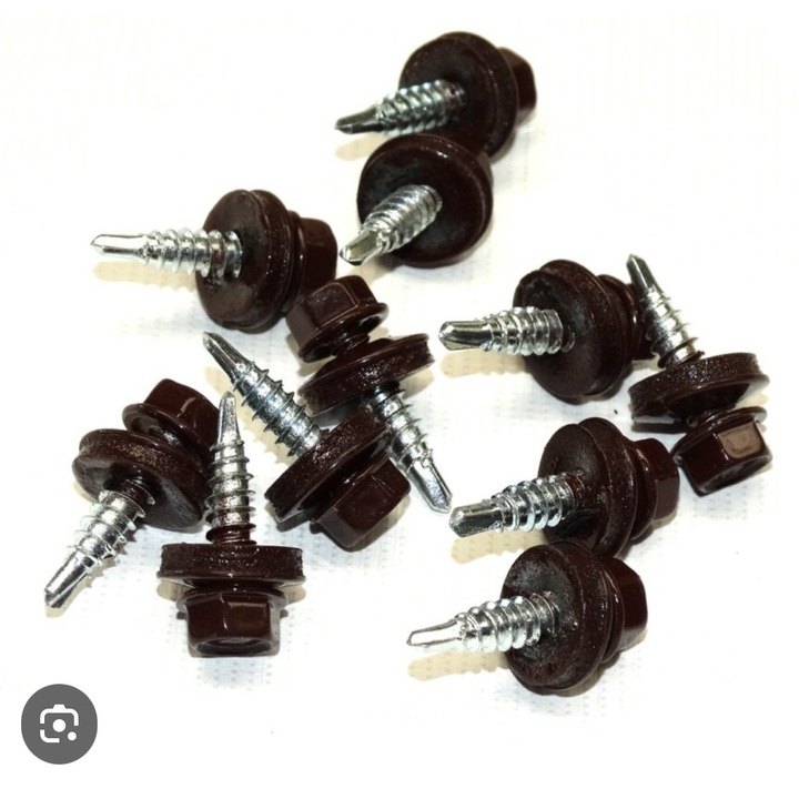Önfúró lemezcsavar + EPDM alátét 4.8X19 barna Ral 8017 fémvég (100 db-os készlet)