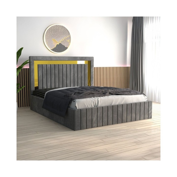 Pat Tapitat Ianis Gri 140x200 Saltea 140x200, 20cm Grosime