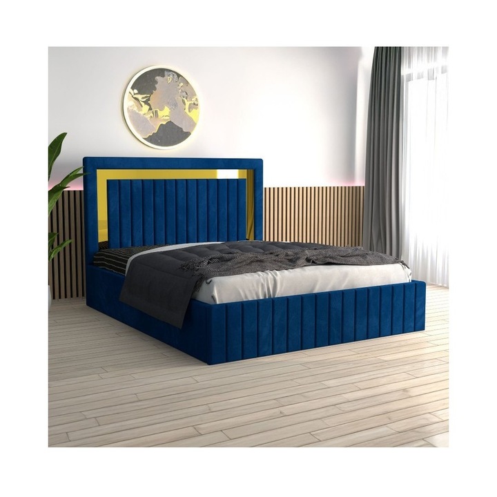 Pat Tapitat Ianis Albastru 160x200 Saltea 160x200, 20cm Grosime