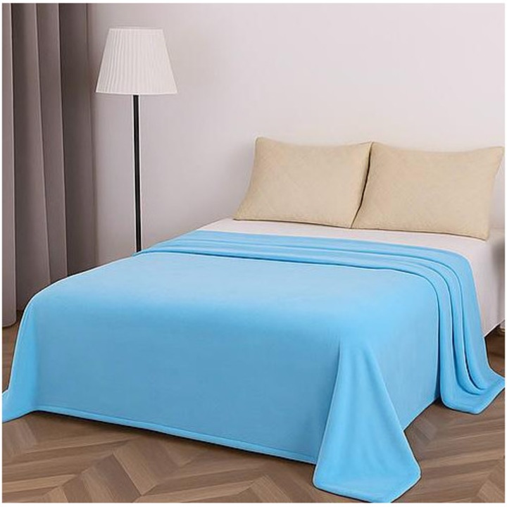 Patură Cocolino, 200x230cm, Albastru Deschis, Textură Pufoasă, Rezistentă la Spălare