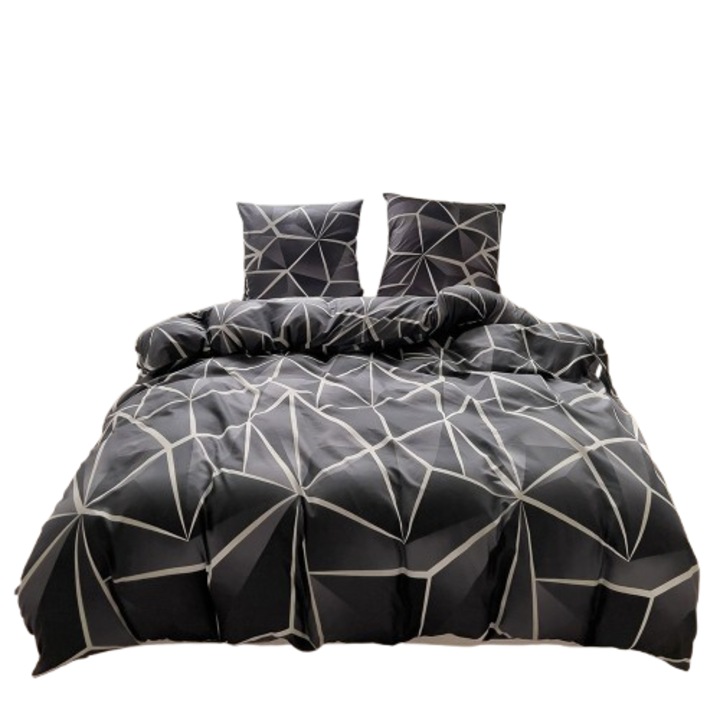 Ágyneműhuzat 200x220 kétoldalas szatén pamut GierekHoff vastag 3 részes GH 3075 háromszögek