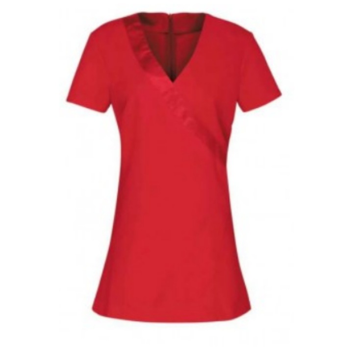 Tunica dama Orchid Beauty and Spa cu guler, maneca scurta, slim fit, Rosie, S