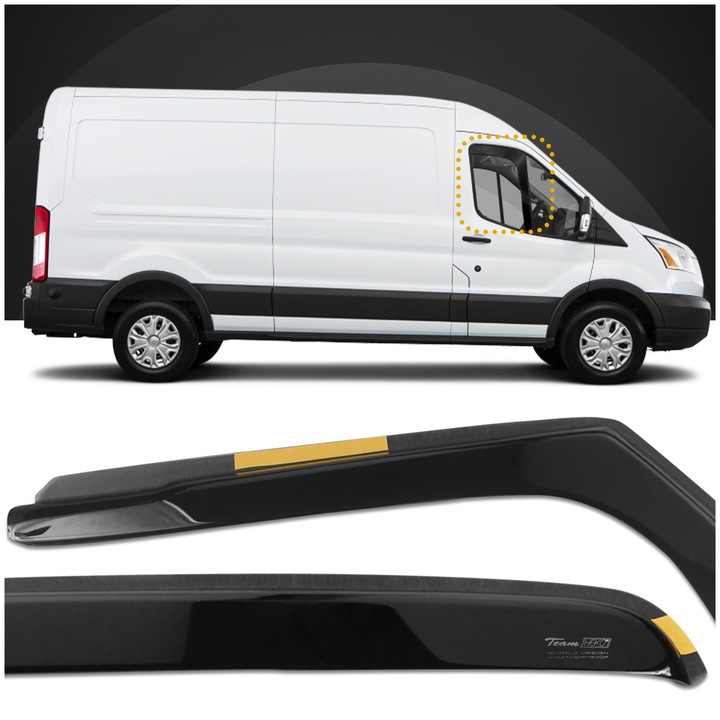 Deflectoare pentru geamurile laterale din fata, Chromemaster, Ford Transit VII V363, FCD/FDD, VAN 2014-, Negru