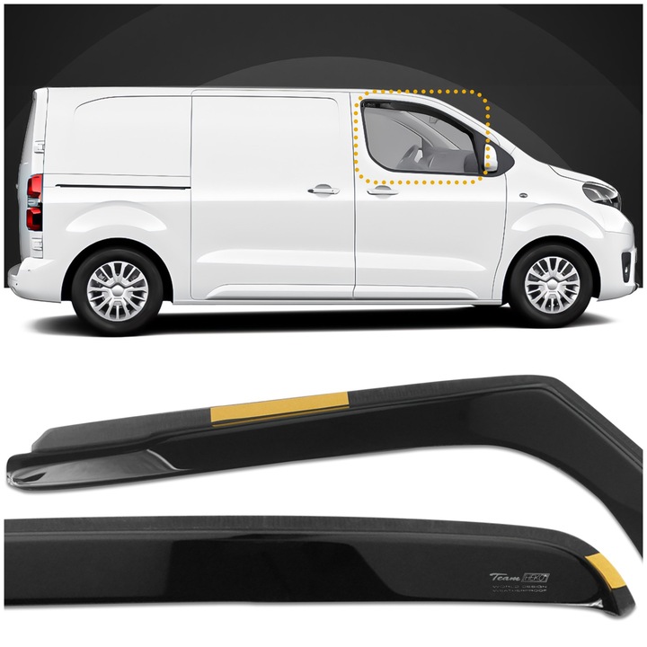 Deflectoare pentru geamurile laterale din fata, Chromemaster, Peugeot Expert III K0, VAN 2016-, Negru