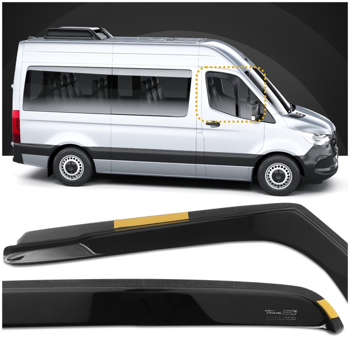 Deflectoare pentru geamurile laterale din fata, Chromemaster, Mercedes-Benz Sprinter III W907, VAN 2018-, Negru