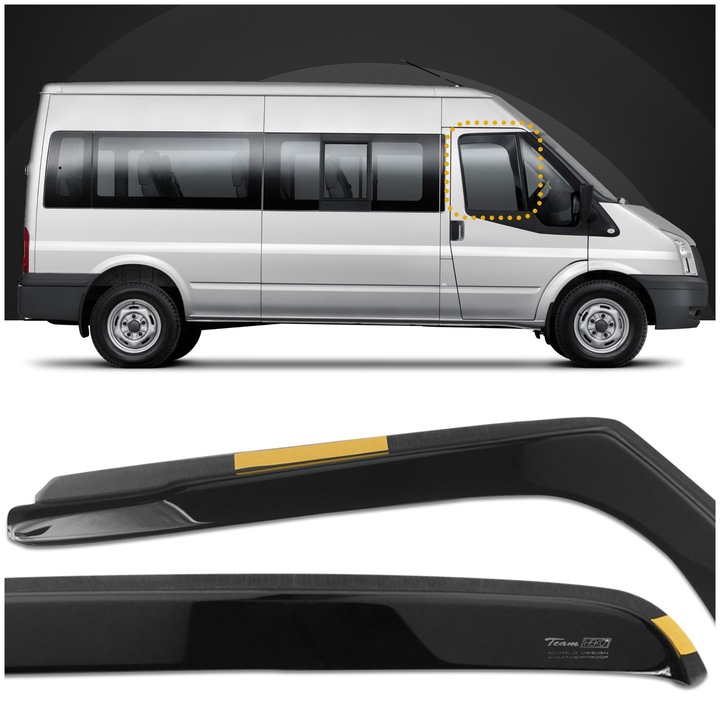 Deflectoare pentru geamurile laterale din fata, Chromemaster, Ford Transit VI Mk7, V347/V348, VAN 2006-2014, Negru