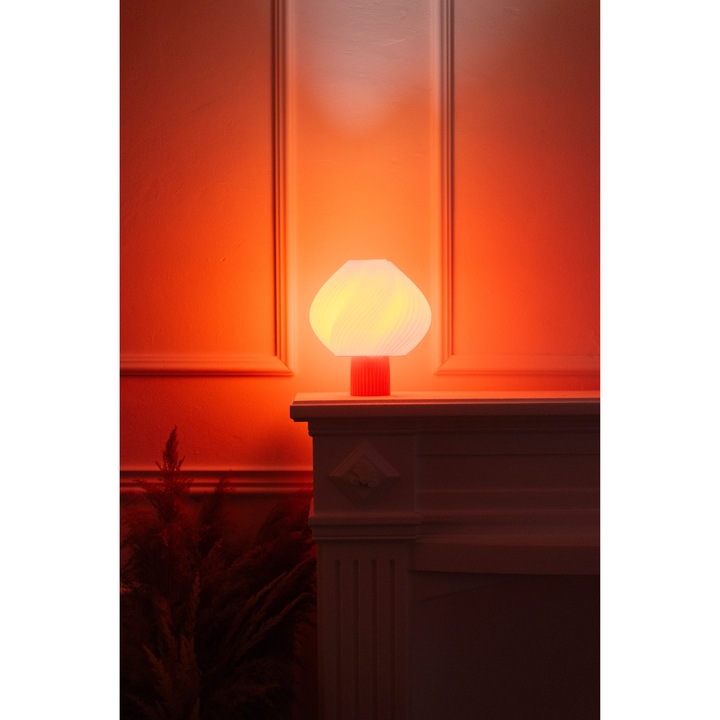 Lampa decorativa 3D printata | Design modern spiralat | Lumina ambientala calda | Ideala pentru birou, dormitor sau living