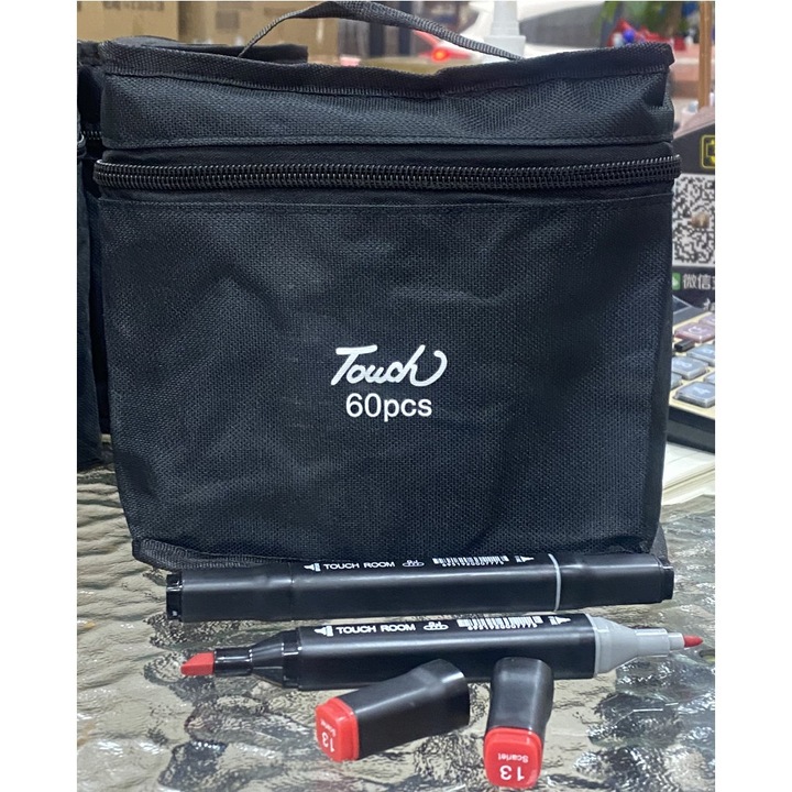 Set 60 Markere cu Alcool Touch Room, Geanta Inclusa, By Fitilomania, Model 2 Multicolor