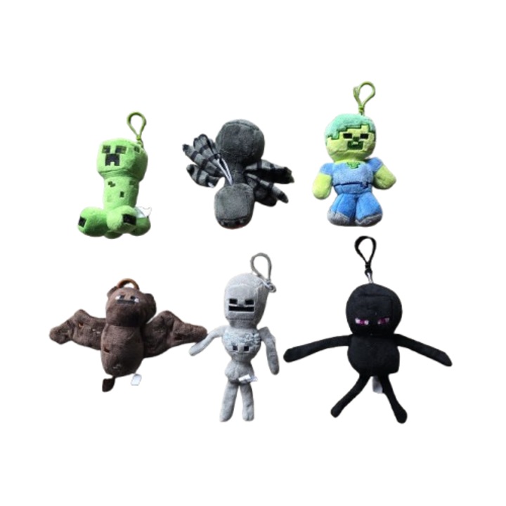 Комплект от 3 плюшени играчки Minecraft VICTINY® ключодържател 12 см зелени
