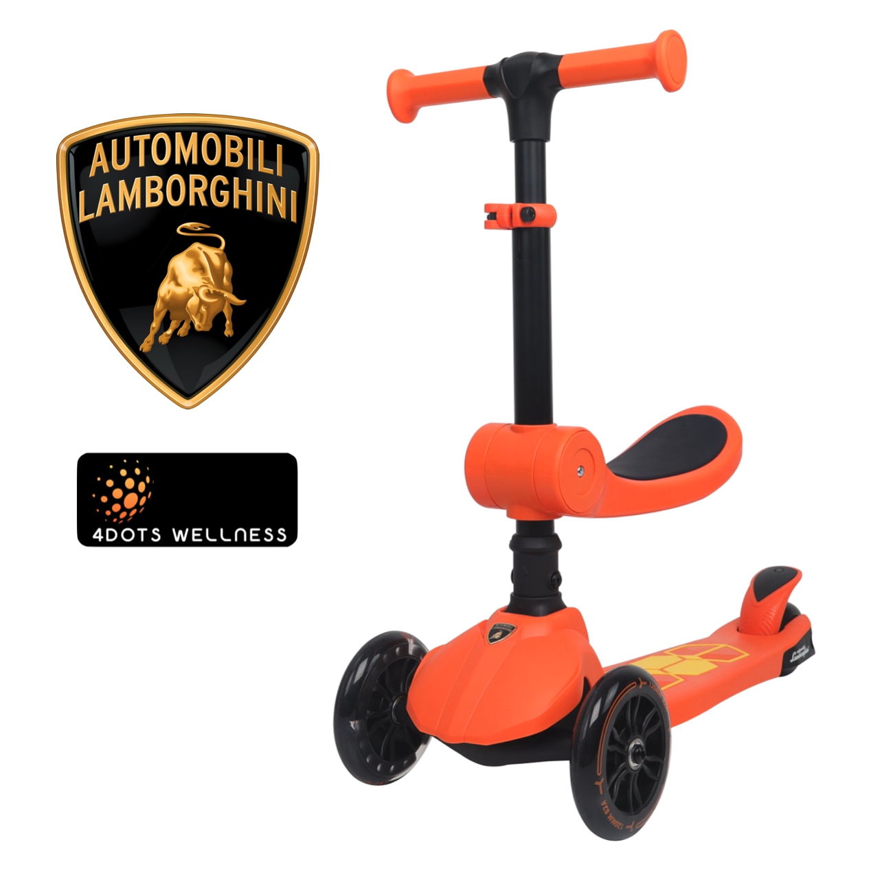 PokeelBalenciaga×Lamborghini Trotineta pliabilă LAMBORGHINI L5-2IN1, galbenă, cu scaun