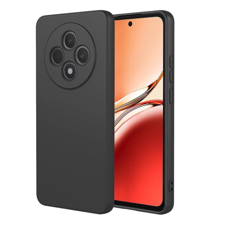 Oppo Reno12 F / Reno12 FS készülékkel kompatibilis telefontok, prémium puha szilikon, ütésálló, kameravédő, mikroszálas belső (bársony), kiemelt szélek a képernyő védelméért, fekete