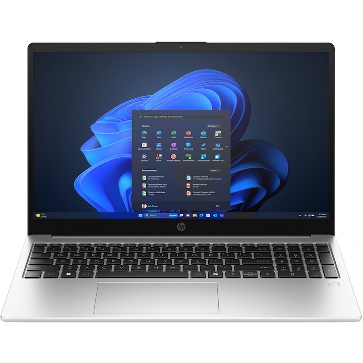 HP 250R G10 laptop, 15,6" Full HD, Intel Core 5 120U akár 5 GHz-ig, 16 GB RAM DDR4 3200MHz, 512 GB SSD, Intel Graphics, Windows 11 Home, Tubo Silver