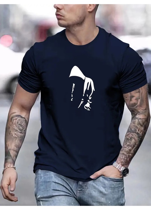 Мъжка тениска, ARREVIAN, Shadow Man, памук, тъмносин, 2XL