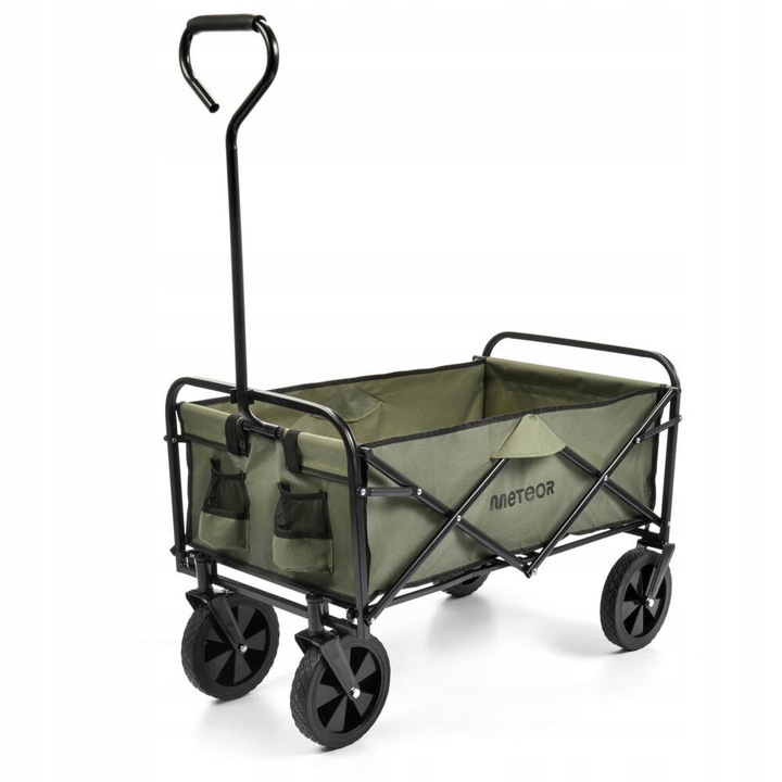 Carucior De Transport, Meteor, x-200, Datorita Usurintei De Pliere Si Desfasurare Si A Capacitatii Mari, Functional Si Stabil, 90 x 50 x 60 cm (Inaltime) x 80 x 45 x 25 cm (Dimensiuni Cos) x 50 x 20 x 75 cm (Pliat) x 54 x 20 x 78 cm (Pachet), Verde/Negru