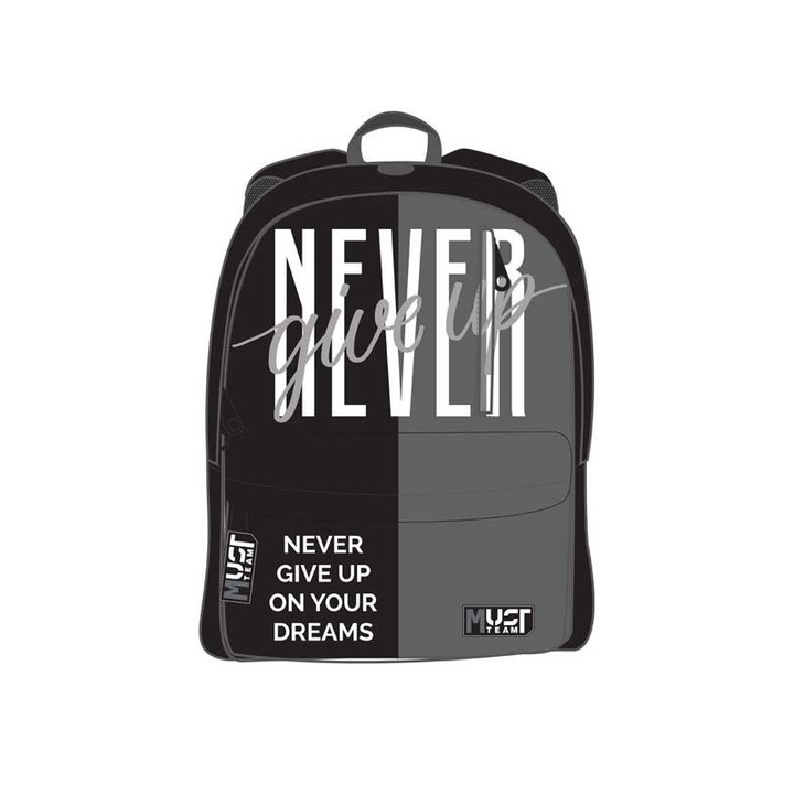 Ghiozdan Diakakis Must Team Inspiration Never Give Up, multicolor, 32x17x42cm, pentru laptop 16"