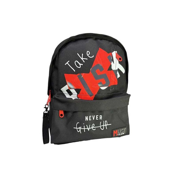 Ghiozdan Must Team Inspiration Take Risk, 22L, 32x17x42cm, negru, pentru laptop 16"