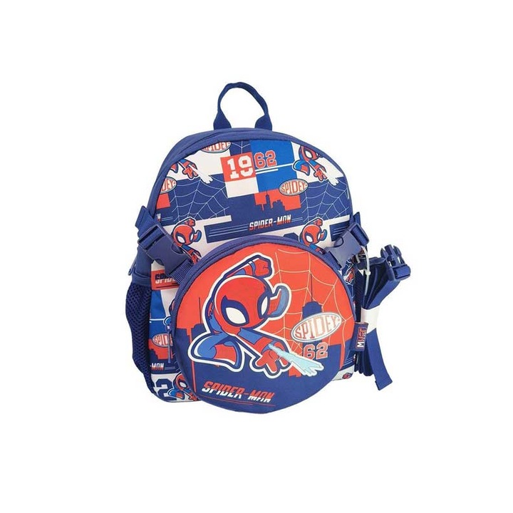 Ghiozdan scolar Marvel Spider-Man Must Team, cu rucsac mic inclus, 28x17x33cm, 20x3x20cm, multicolor