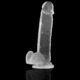 Dildo realist transparent XRAY Clear, 22 cm, material Jelly hipoalergenic, cu ventuza, compatibil cu hamuri