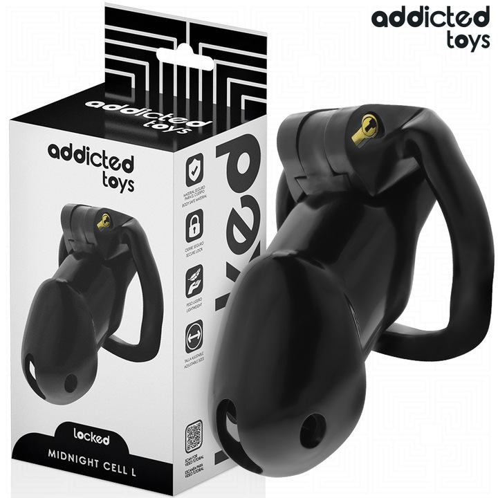 Centura de castitate, ADDICTED TOYS, model MINDNIGHT CELL, 4 inele, negru