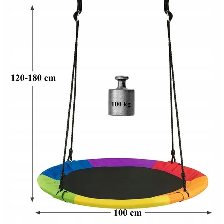 Детска люлка, Лука, 100 см, Устойчива на атмосферни влияния, Товароносимост 100 кг, Многоцветна