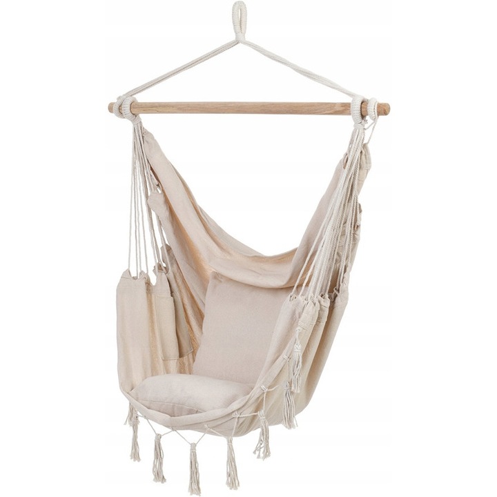 Висящ стол Boho, Luka, 2 възглавници, 130x155x115см, многоцветен