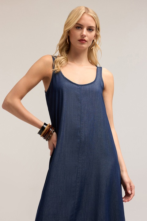 MOTIVI, Rochie evazata de lyocell, Albastru inchis, XS