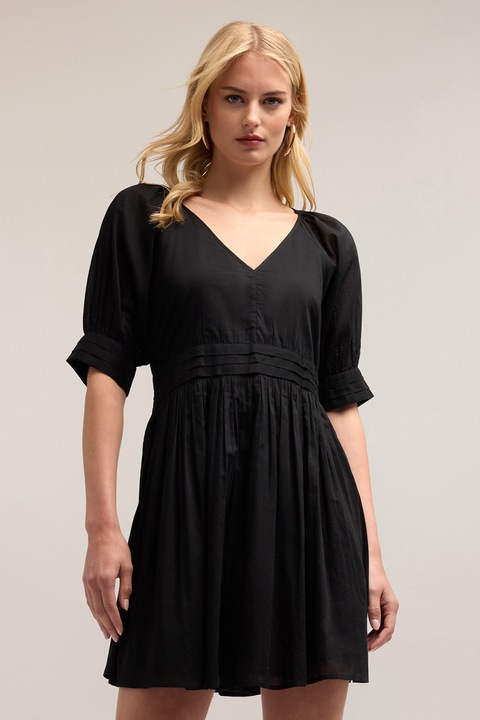 MOTIVI, Rochie cu maneci scurte si decolteu in V, Negru