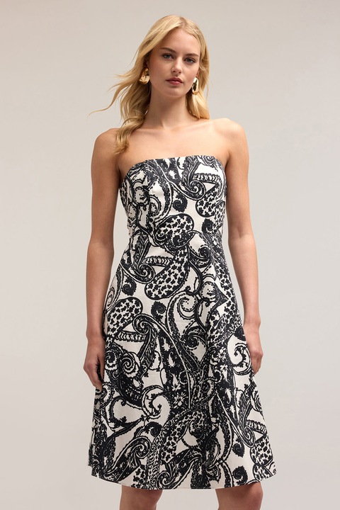 MOTIVI, Rochie cu model si croiala A, Alb/Negru