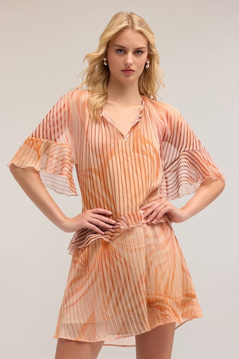 MOTIVI, Rochie mini cu volane, Portocaliu mandarina