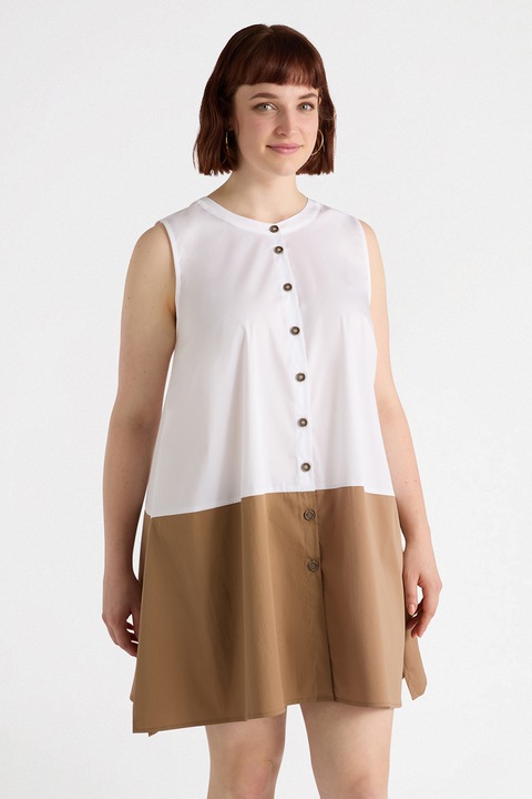 FIORELLA RUBINO, Rochie scurta lejera, Alb/Maro