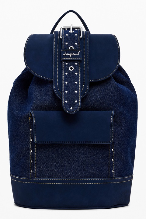 DESIGUAL, Rucsac de denim cu clapa, Albastru ultramarin