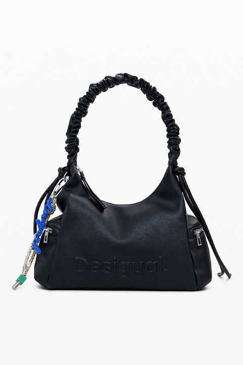 DESIGUAL, Geanta tote cu logo in relief, Negru