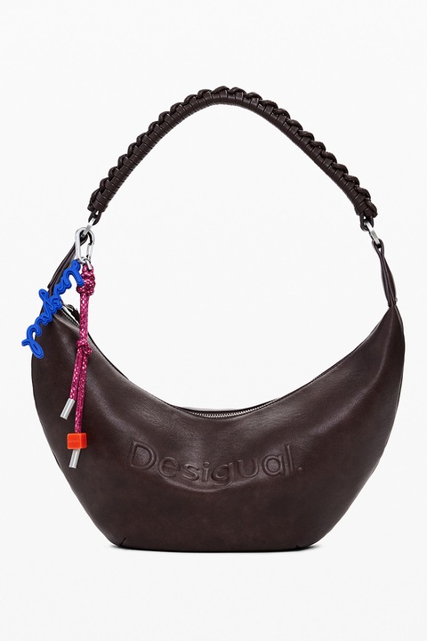DESIGUAL, Geanta de umar cu logo, Maro inchis